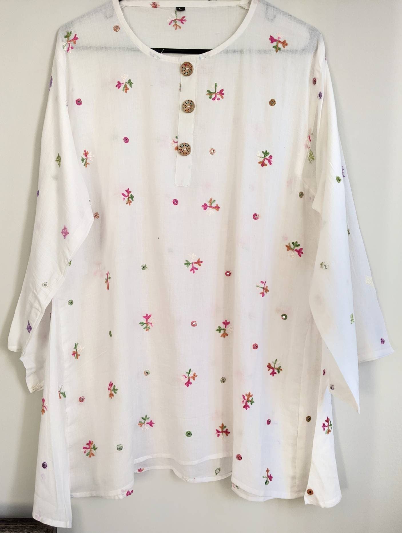Summer cotton tops, hand embroidered cotton tunic top, women flowy blo –  Taarkashi